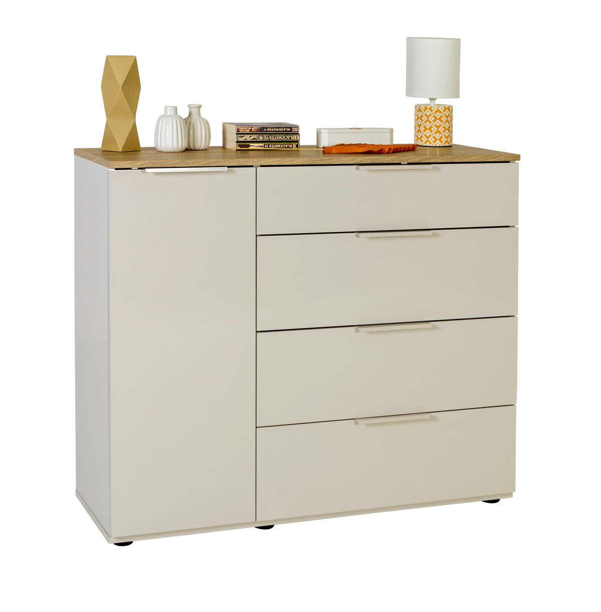 KOMODA, barve hrasta, kašmir  - kašmir/barve hrasta, Konvencionalno, leseni material (103/88.5/35.5cm) - Xora