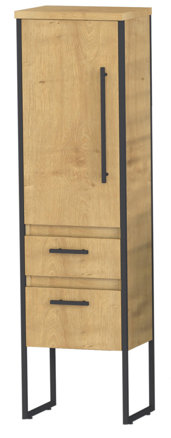 MIDISCHRANK 44,2/157,5/31,9 cm  - Eichefarben/Schwarz, Design, Glas/Holzwerkstoff (44,2/157,5/31,9cm) - Schöner Wohnen