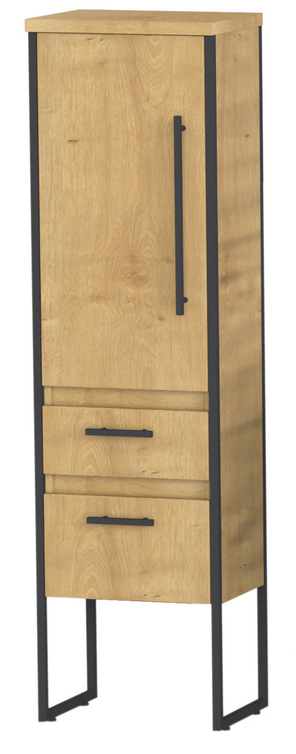 MIDISCHRANK 44,2/157,5/31,9 cm  - Eichefarben/Schwarz, Design, Glas/Holzwerkstoff (44,2/157,5/31,9cm) - Schöner Wohnen