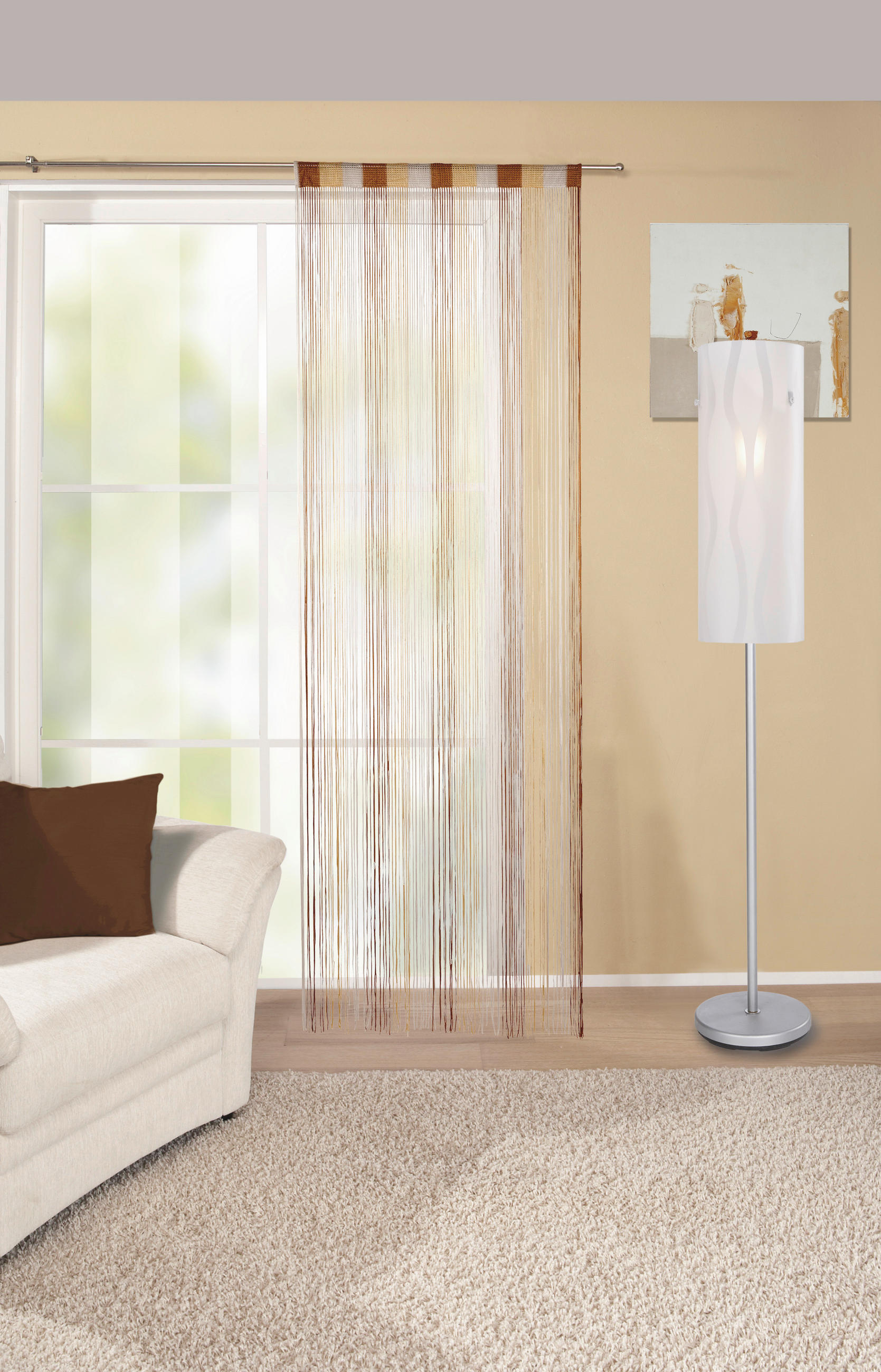 Fadenvorhang + Stangendurchzug Rita 90x245 Cm Natur/taupe