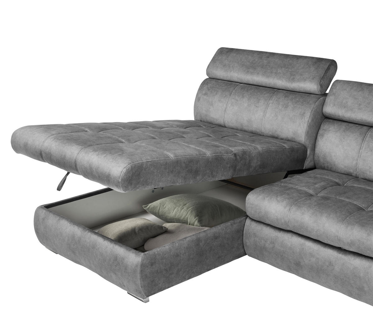 ROHOVÁ SEDAČKA, textil, šedá - šedá/bílá, Design, textil/plast (276/173cm) - Stylife