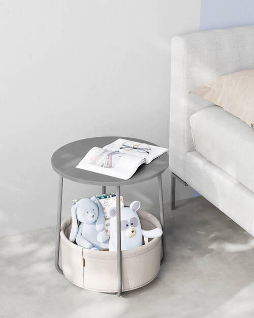 BEISTELLTISCH 45/45/51 cm Recyclingholz Grau, Weiß rund  - Weiß/Grau, Design, Holz/Textil (45/45/51cm) - Boxxx