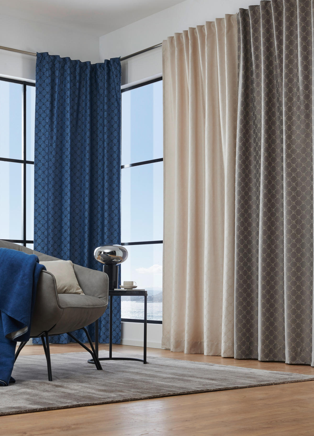 FERTIGVORHANG blickdicht  - Grau, Design, Textil (130/250cm) - Joop!