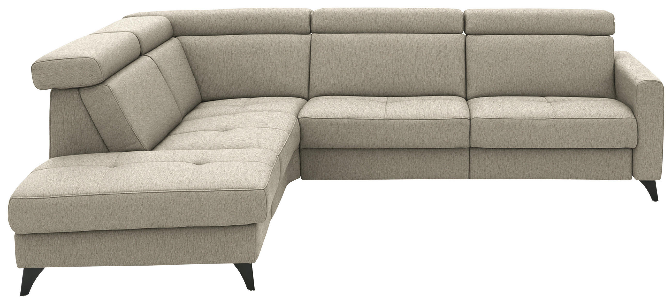 ECKSOFA Flachgewebe Sahara  - Schwarz/Sahara, Konventionell, Textil/Metall (214/276cm) - Beldomo System