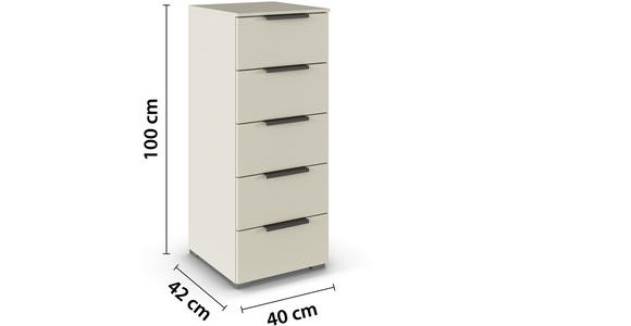 KOMMODE 40/100/42 cm  - Champagner/Graphitfarben, Trend, Holzwerkstoff/Metall (40/100/42cm) - Novel