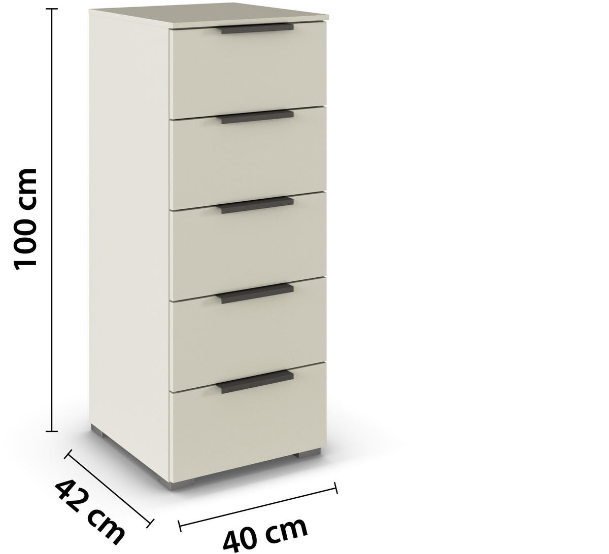 KOMMODE  in 40/100/42 cm  - Champagner/Graphitfarben, Trend, Holzwerkstoff/Metall (40/100/42cm) - Novel