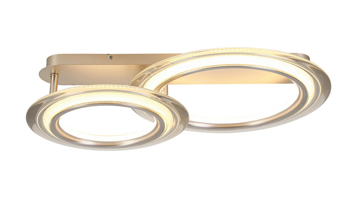 LED-DECKENLEUCHTE 42 W    66/45/16 cm  - Chromfarben/Champagner, Design, Kunststoff/Metall (66/45/16cm) - Dieter Knoll