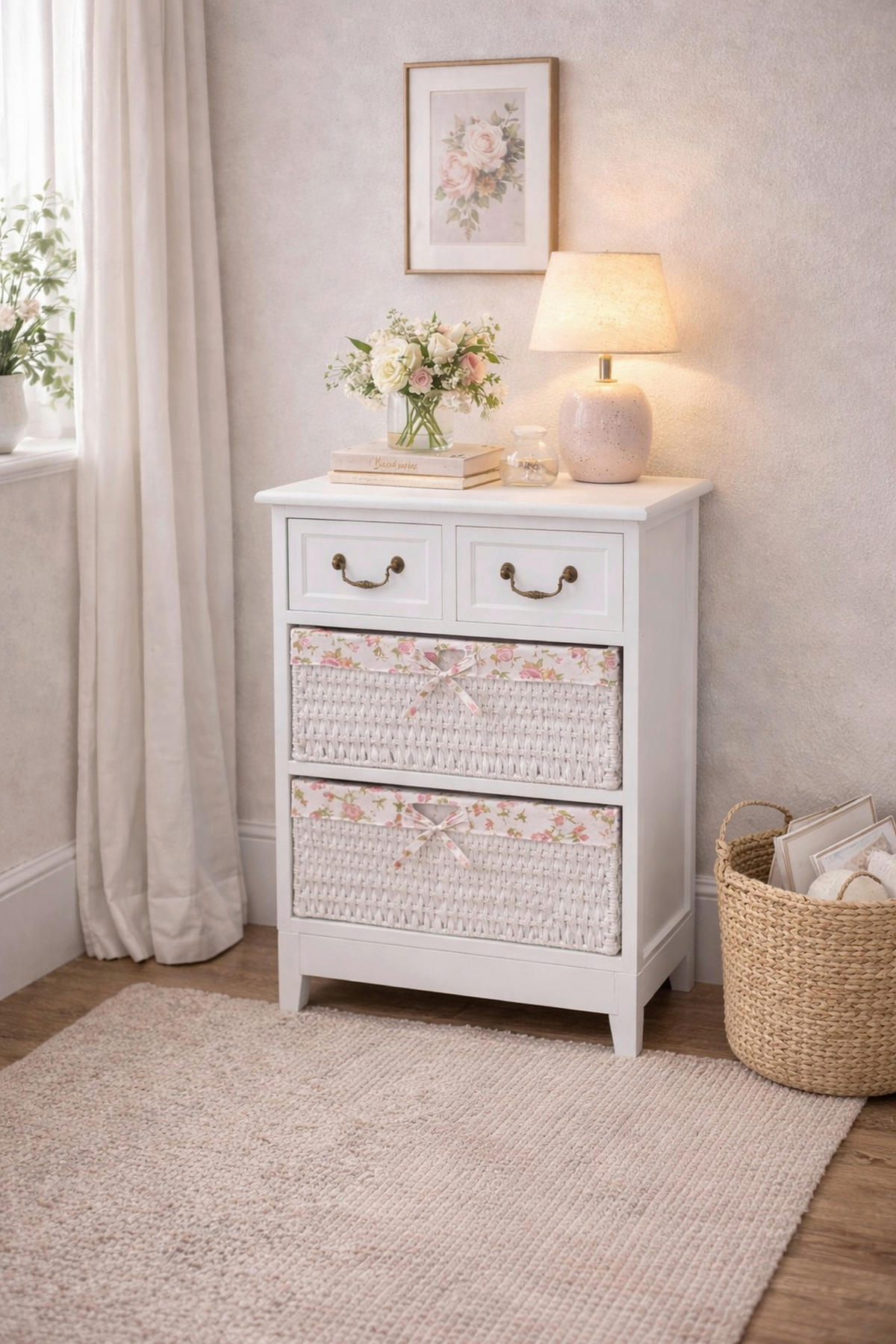 KOMMODE , , 2 Schublade(n)  - Schwarz/Weiß, Design, Holz/Papier (30/60/60cm) - MID.YOU