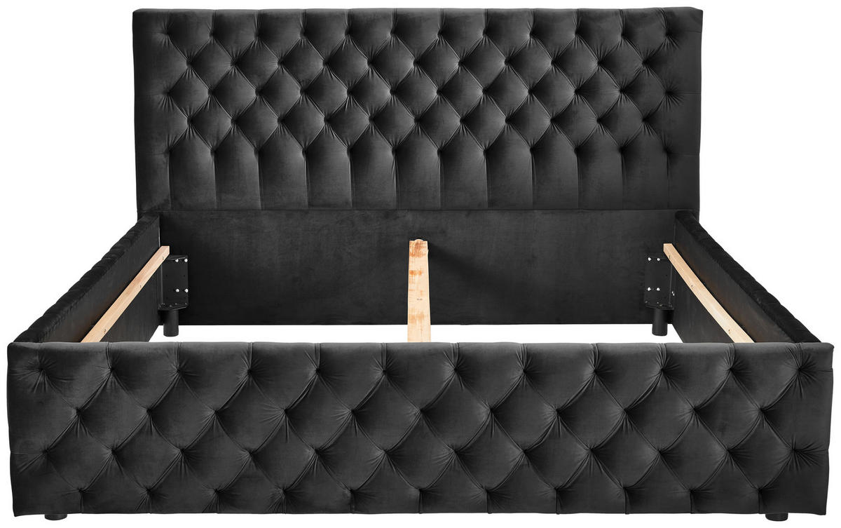 POLSTERBETT gepolstertes Kopfteil 140/200 cm  in Schwarz  - Schwarz, KONVENTIONELL, Kunststoff/Textil (140/200cm) - home24