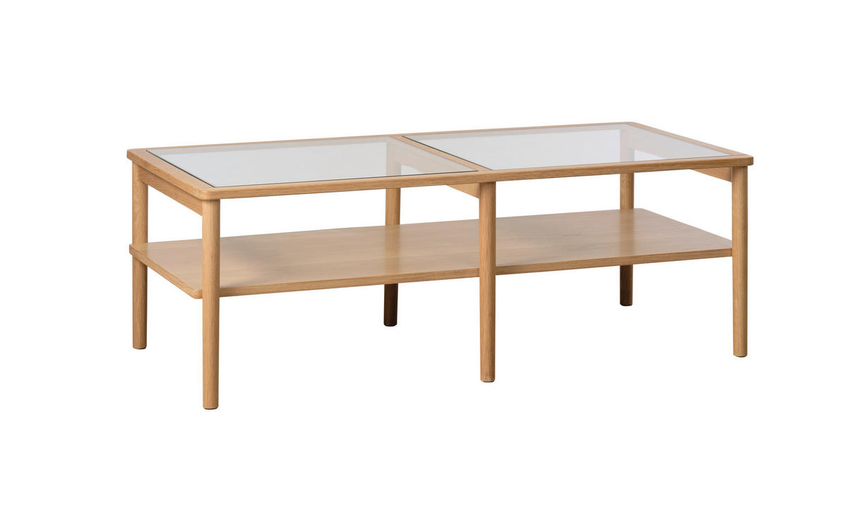 COUCHTISCH in Glas, Holzwerkstoff, Holz 120/60/41 cm  - Eichefarben, Basics, Glas/Holz (120/60/41cm) - Boxxx