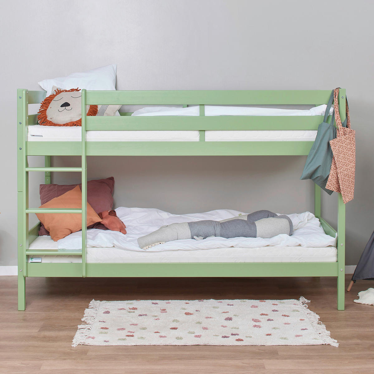 ETAGENBETT - Naturfarben/Grün, MODERN, Holz (90/200cm) - MID.YOU
