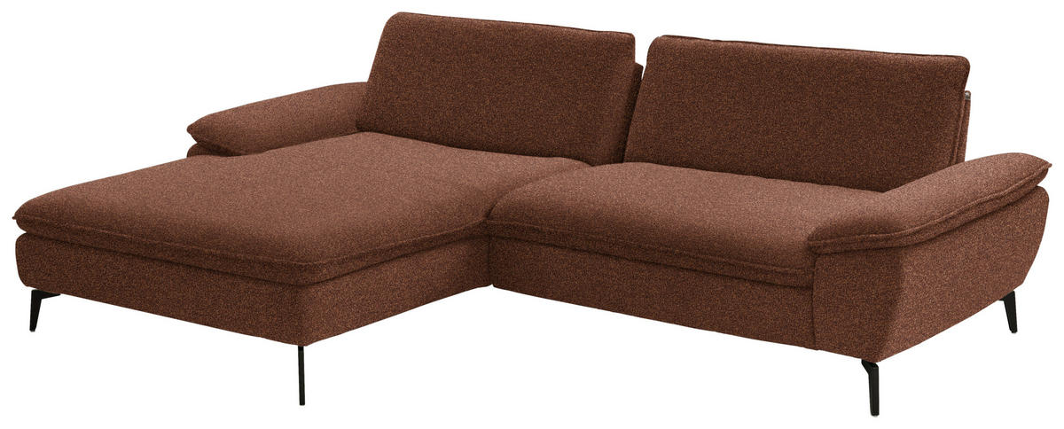 ECKSOFA in Webstoff Rostfarben  - Rostfarben/Schwarz, Design, Textil/Metall (197/295cm) - Valdera