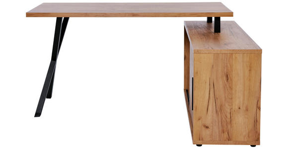 ECKSCHREIBTISCH 150/110/74 cm in Eichefarben - Eichefarben/Schwarz, MODERN, Holzwerkstoff/Metall (150/110/74cm) - Novel