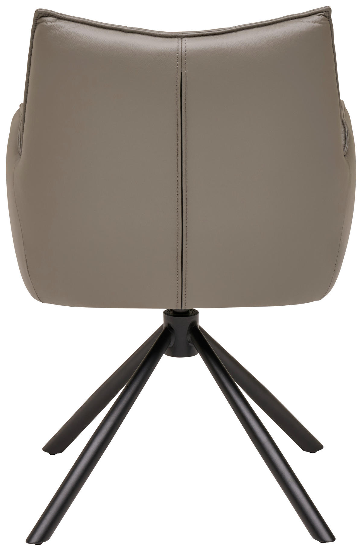 Armlehnstuhl Leder Dunkelgrau  Sitzfläche 360° drehbar, automatische Rückholfunktion  Echtleder  Dunkelgrau  - Dunkelgrau/Schwarz, MODERN, Leder/Metall (58,5/87,5/61cm) - Livetastic