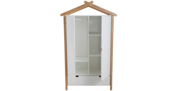 KLEIDERSCHRANK 2-türig Kiefer massiv, teilmassiv Weiß, Kieferfarben  - Weiß/Kieferfarben, Design, Holz/Holzwerkstoff (100/180/58cm) - Xora