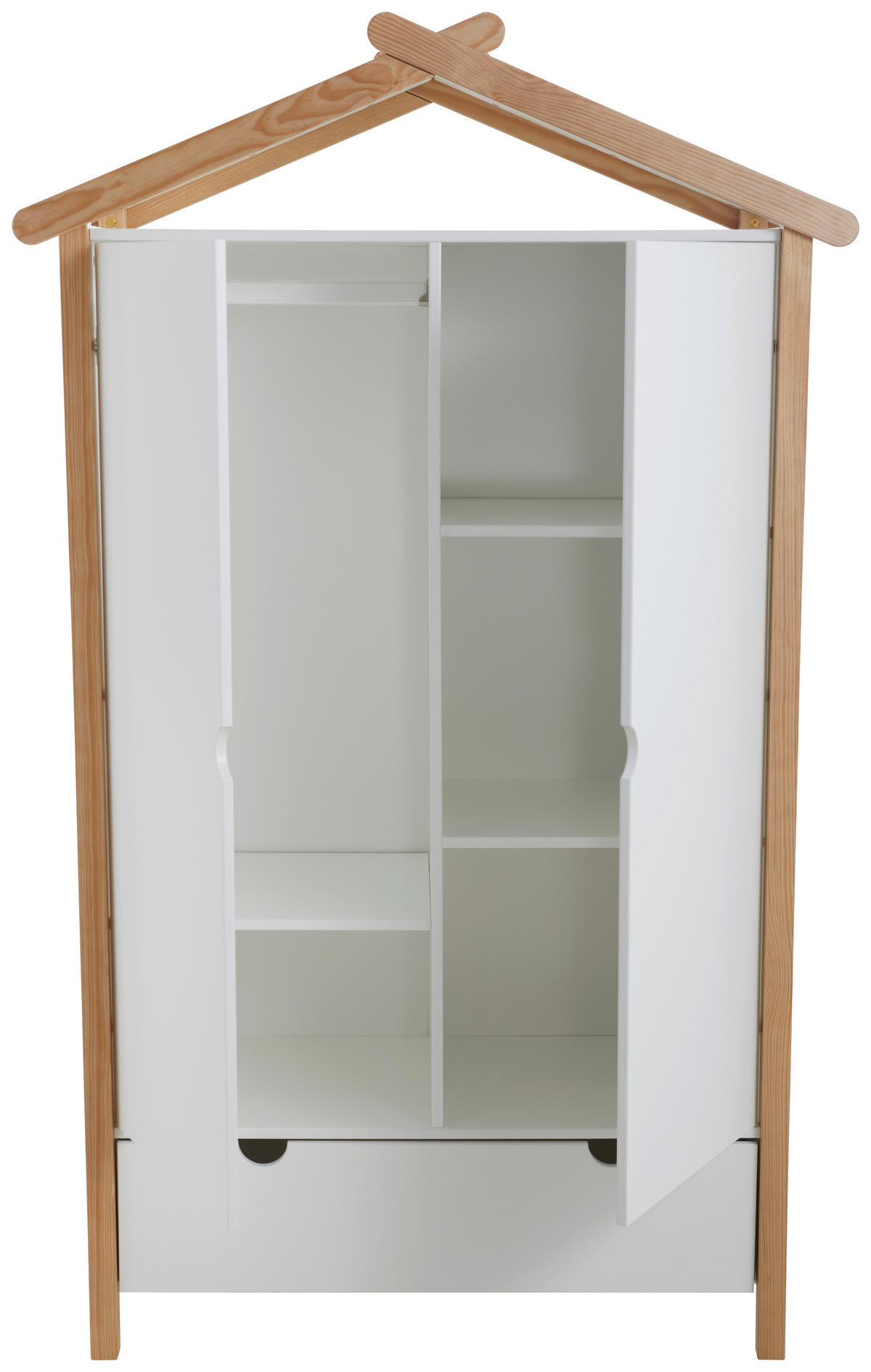 KLEIDERSCHRANK 2-türig Kiefer massiv, teilmassiv Weiß, Kieferfarben  - Weiß/Kieferfarben, Design, Holz/Holzwerkstoff (100/180/58cm) - Xora