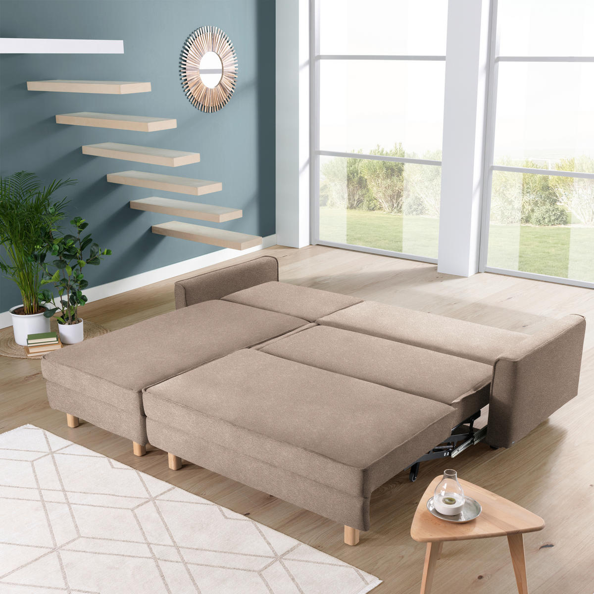 ECKSOFA in Chenille Braun  170/237 cm  - Eichefarben/Braun, KONVENTIONELL, Holz/Textil (170/237cm) - Sedda