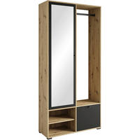 GARDEROBE  in  - Schwarz/Eiche Artisan, Trend, Holzwerkstoff (90/190/33cm)