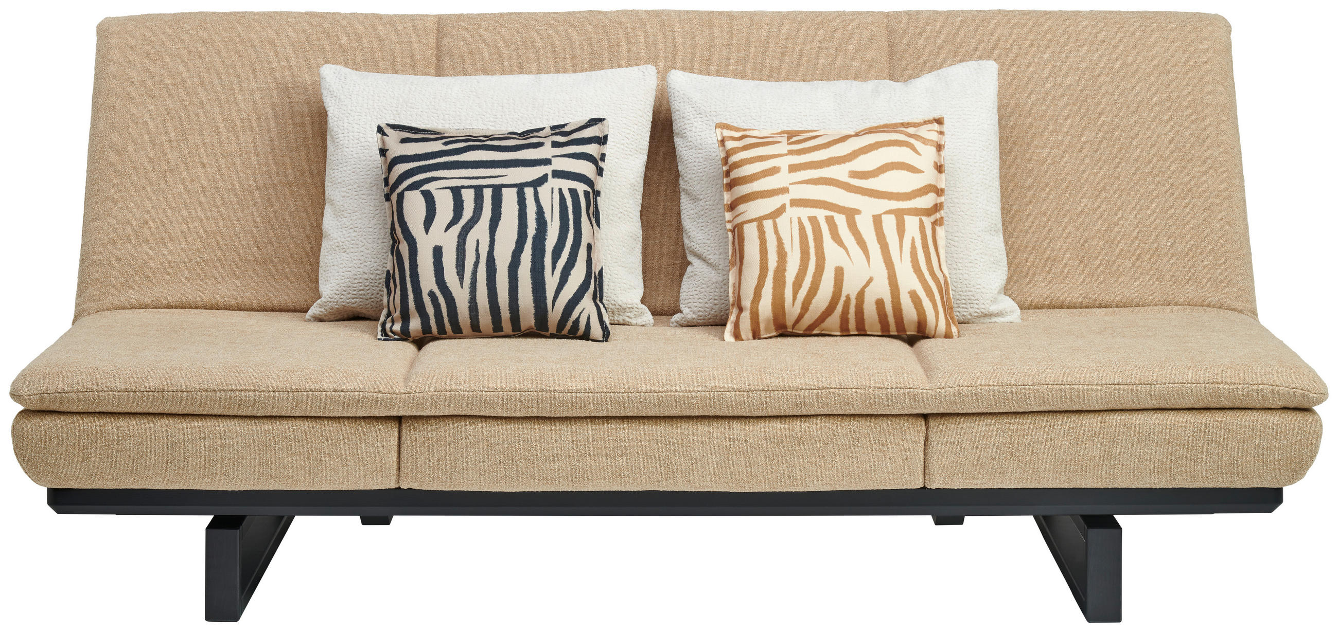 SCHLAFSOFA  in Flachgewebe Beige  - Beige/Schwarz, Design, Holz/Textil (201/80/120cm) - Joka