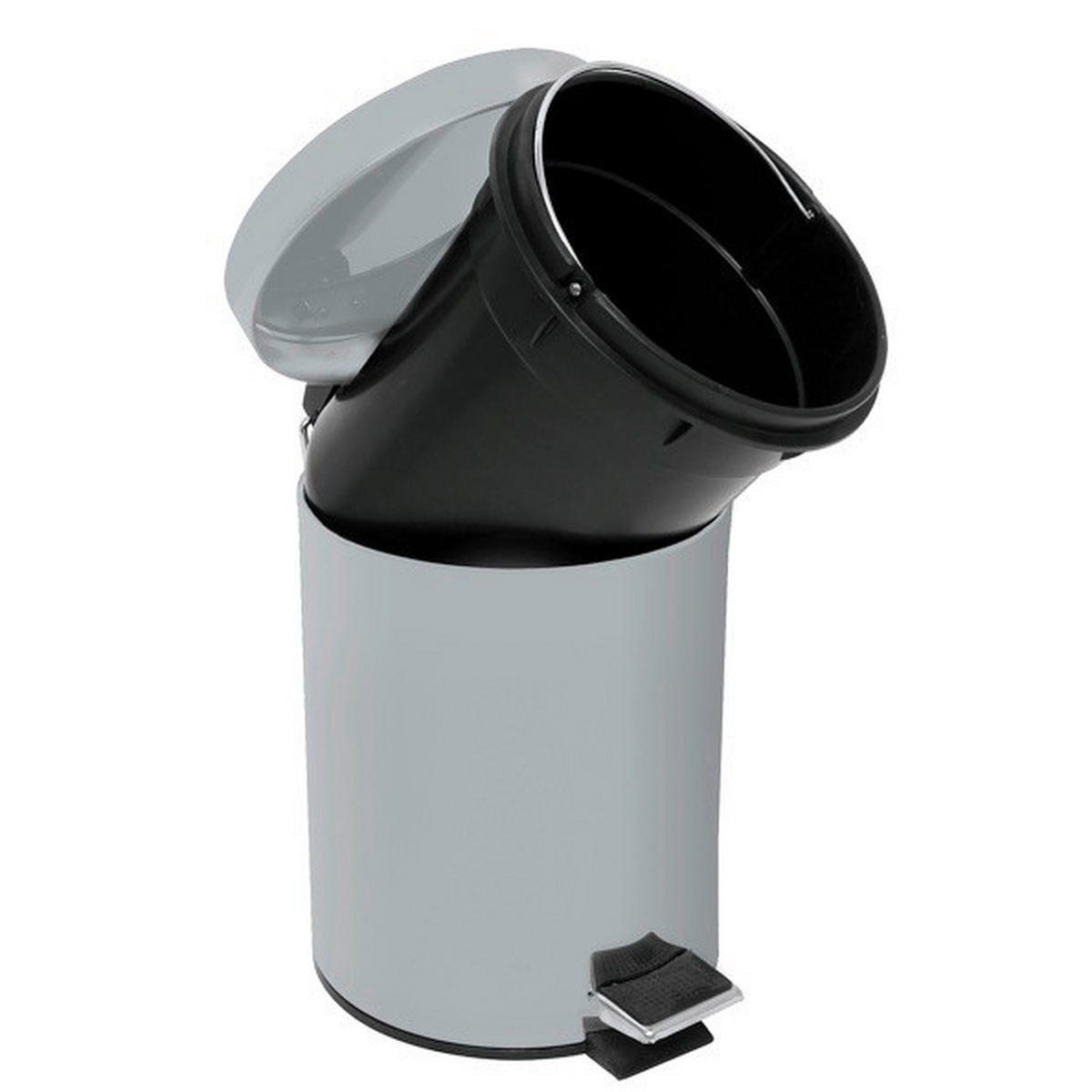 TRETEIMER 3 l  Metall  - Hellgrau/Schwarz, Basics, Kunststoff/Metall (17/25cm)