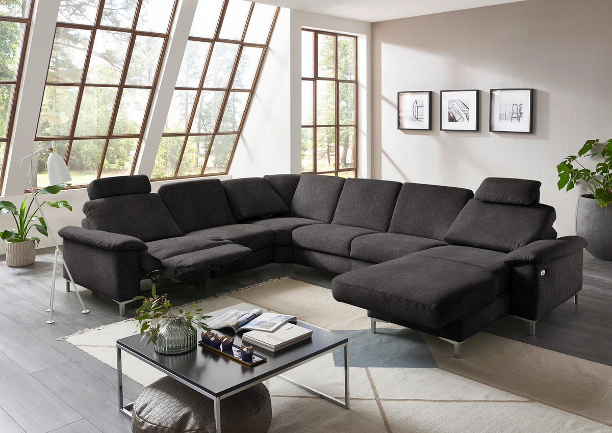 WOHNLANDSCHAFT in Chenille Graubraun  - Graubraun/Alufarben, Design, Textil/Metall (265/333/170cm) - Dieter Knoll