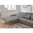 ECKSOFA in Echtleder Grau  - Schwarz/Grau, Design, Leder/Metall (193/328cm) - Dieter Knoll