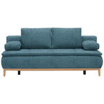 BOXSPRINGSOFA  in Webstoff Blau Skandinavisch  - Blau/Eichefarben, Design, Holz/Textil (202/78-93/100cm) - Venda