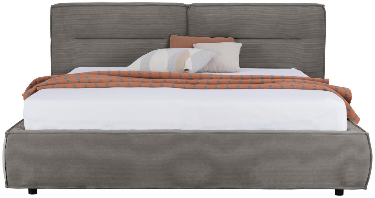 POLSTERBETT gepolstertes Kopfteil Grau 160/200 cm  - Schwarz/Grau, Design, Kunststoff/Textil (160/200cm) - Lomoco