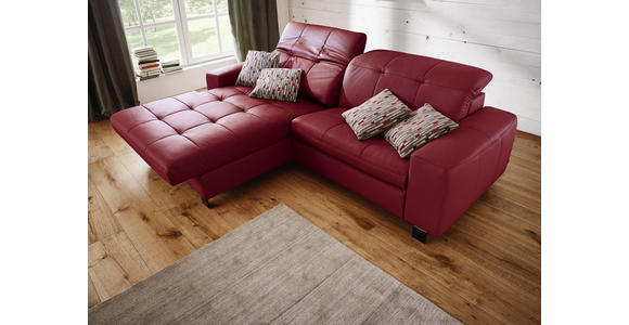 WOHNLANDSCHAFT in Leder Rot - Rot/Schwarz, Natur, Leder/Metall (187/262cm) - Dieter Knoll