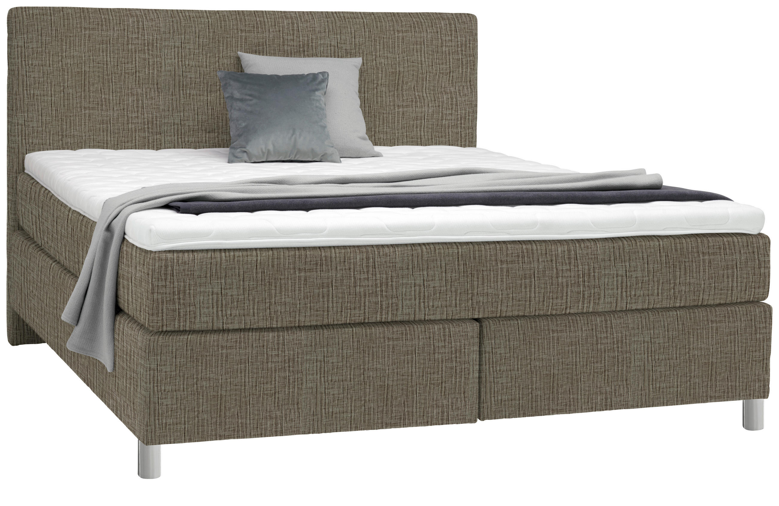 BOXSPRINGBETT 180/200 cm  in Hellbraun  - Chromfarben/Hellbraun, KONVENTIONELL, Kunststoff/Textil (180/200cm) - Voleo