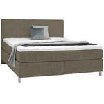 BOXSPRINGBETT 180/200 cm  in Hellbraun  - Chromfarben/Hellbraun, KONVENTIONELL, Kunststoff/Textil (180/200cm) - Voleo