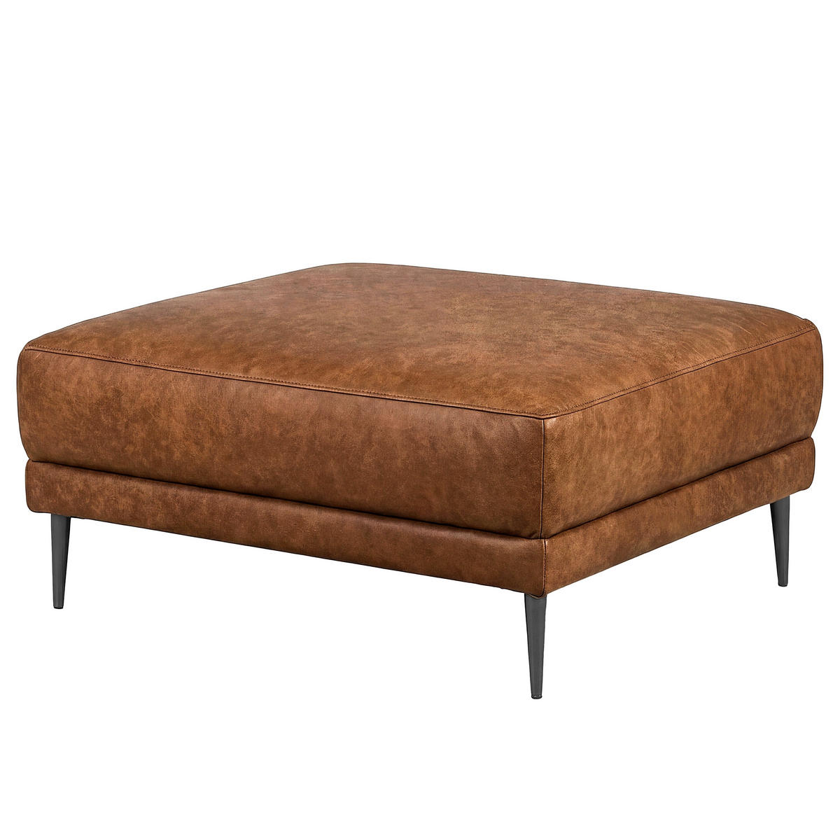 HOCKER in Textil, Leder Braun  - Schwarzchrom/Braun, Design, Leder/Textil (96/45/80cm) - Livetastic