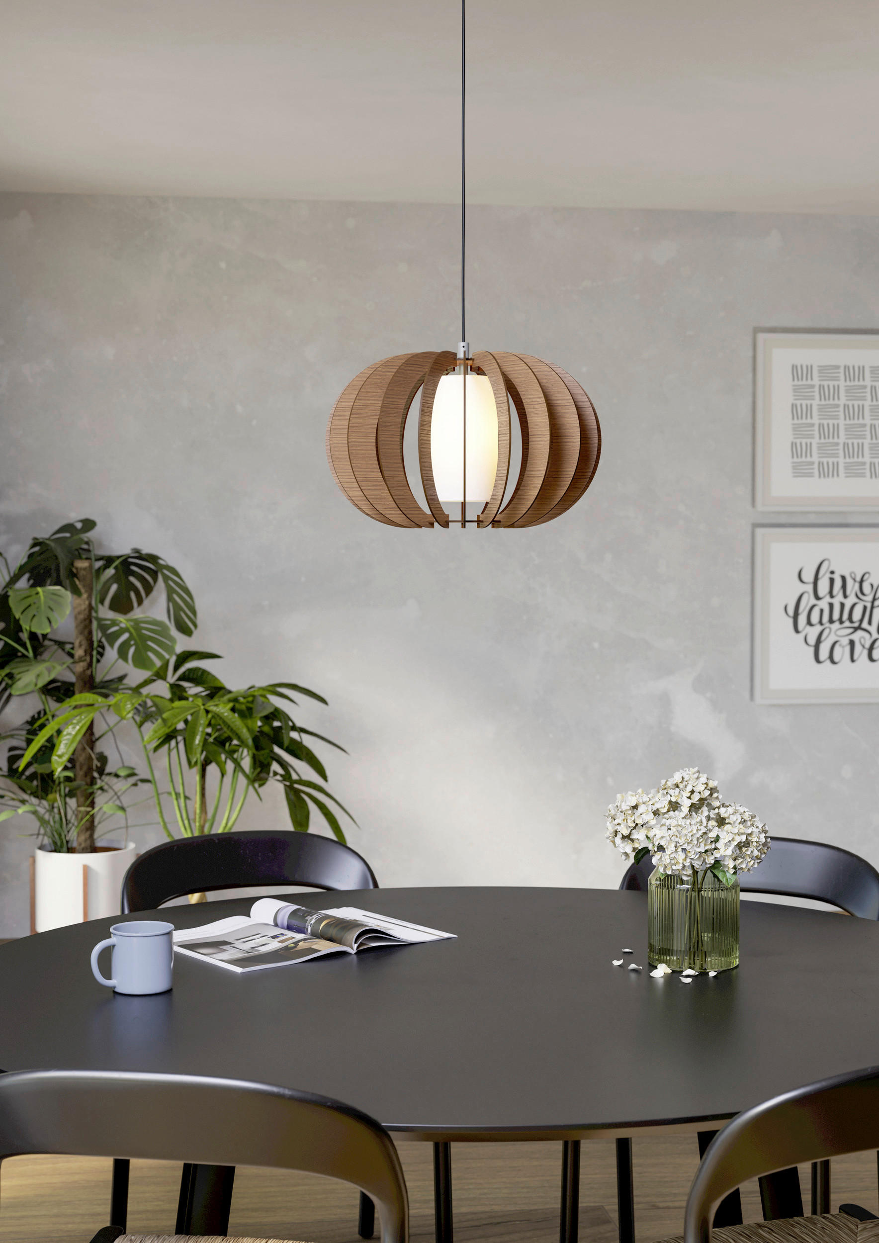 Thumbnail - Eglo Hängeleuchte Stellato, Braun, Weiß, Holz, Metall, Glas, massiv, Kugel,Kugel, 130 cm, Lampen & Leuchten, Innenbeleuc...