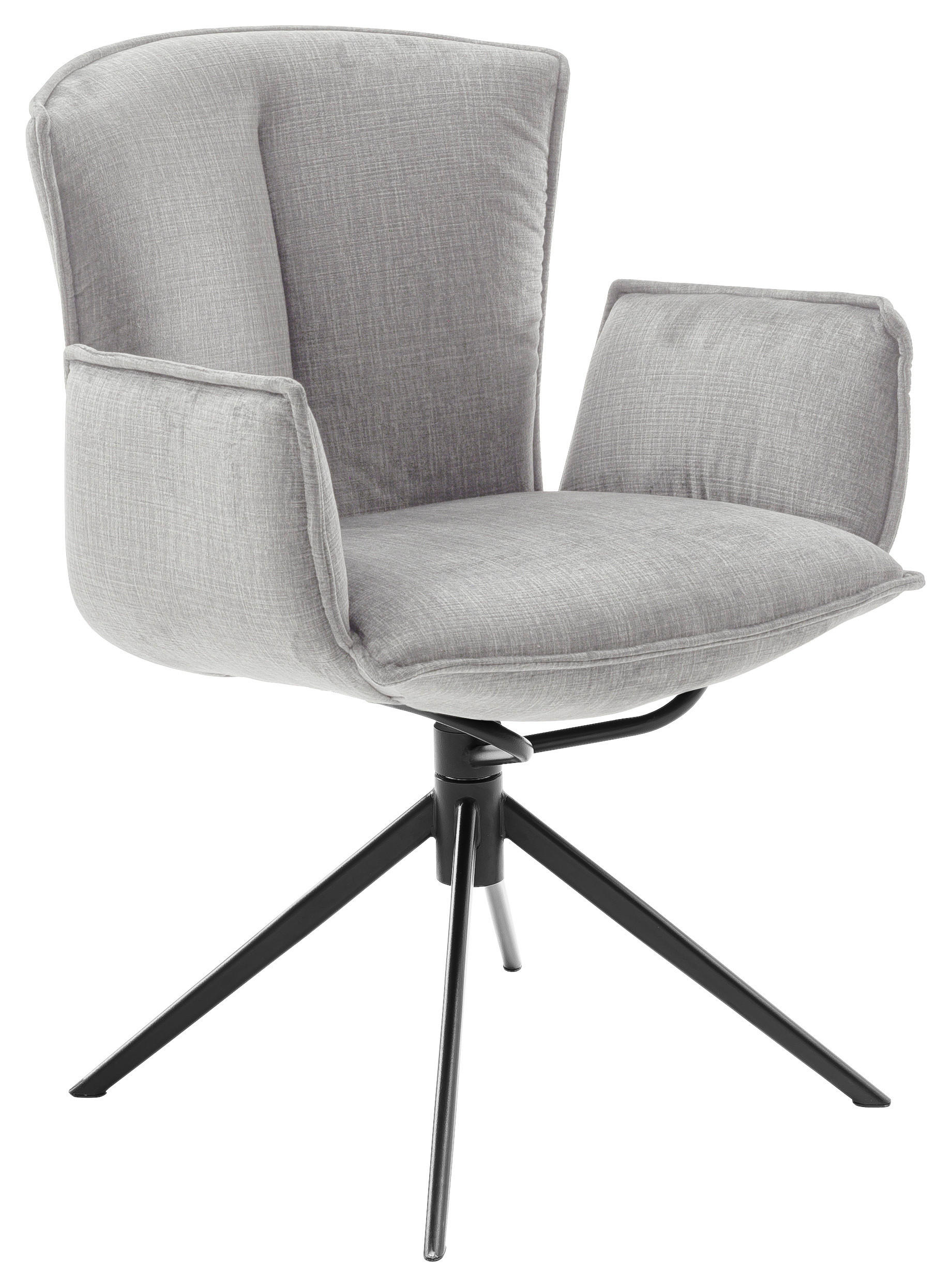 ARMLEHNSTUHL  in Stahl Velours  - Hellgrau/Schwarz, Design, Textil/Metall (62/88/62cm) - Novel