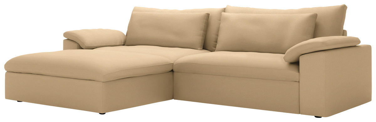 ECKSOFA  Chenille Beige  - Beige/Schwarz, Modern, Kunststoff/Textil (198/306cm) - Carryhome