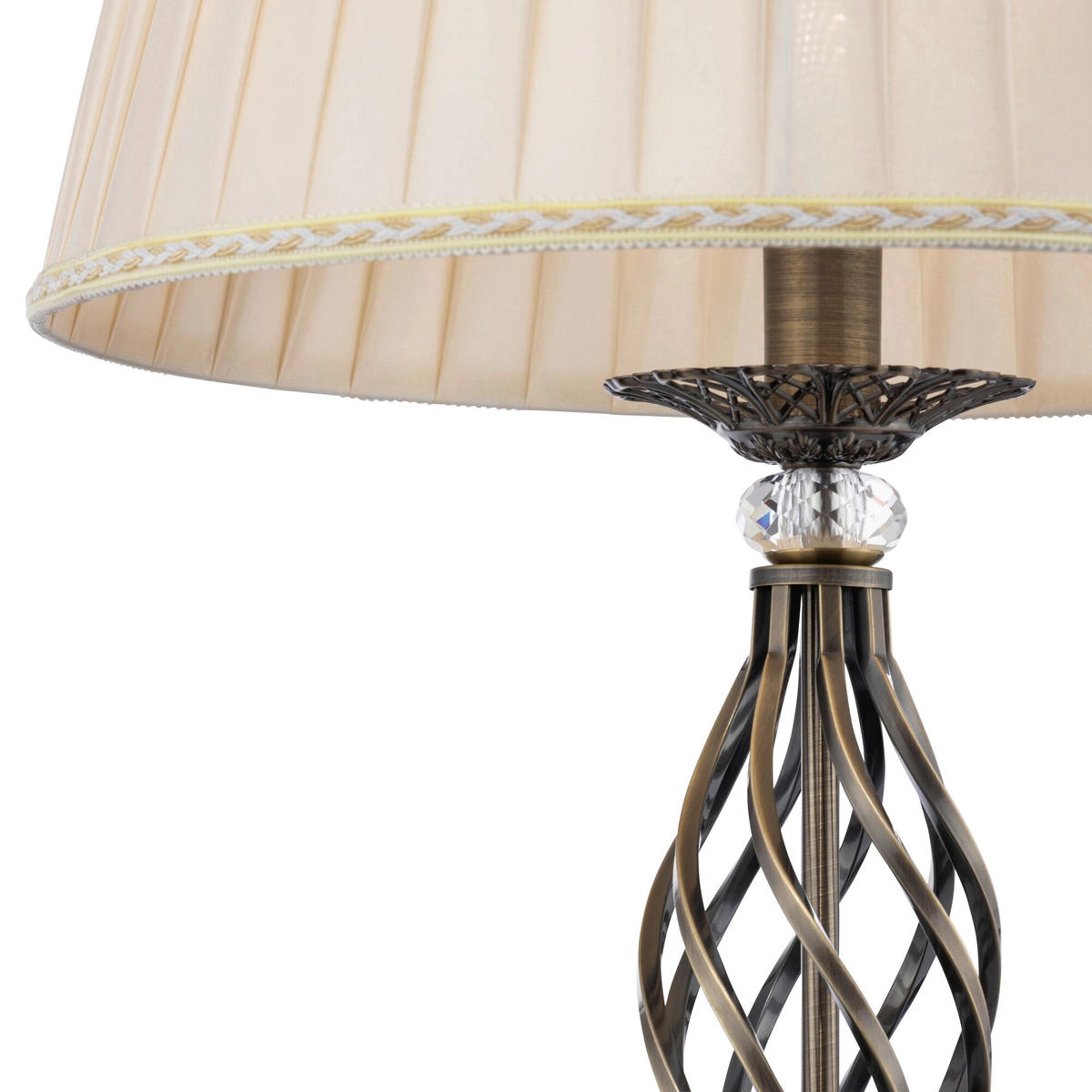STEHLEUCHTE - Messingfarben, Basics, Glas/Textil (38/165/38cm) - MAYTONI