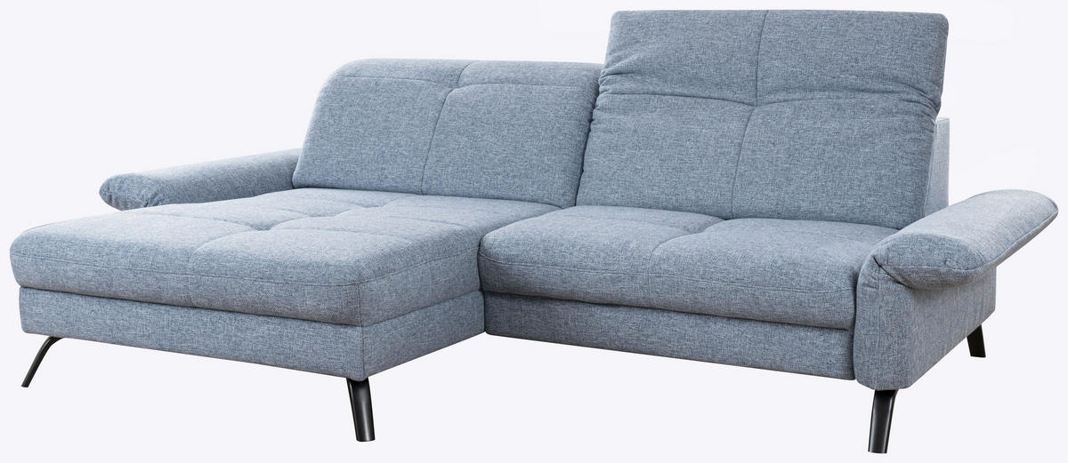 ECKSOFA Blau Flachgewebe  - Blau/Schwarz, KONVENTIONELL, Textil/Metall (170/262cm) - SetOne by Musterring