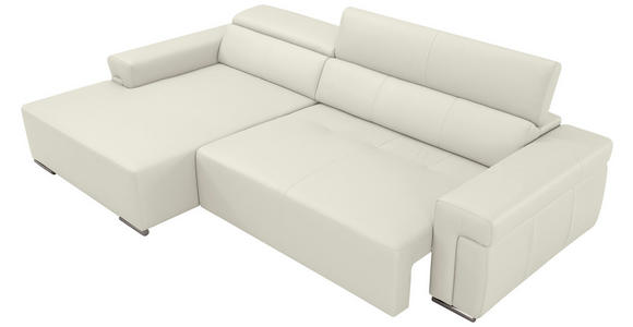 ECKSOFA DUA in Echtleder Weiß  170/293 cm  - Chromfarben/Weiß, Design, Leder/Metall (170/293cm) - Novel