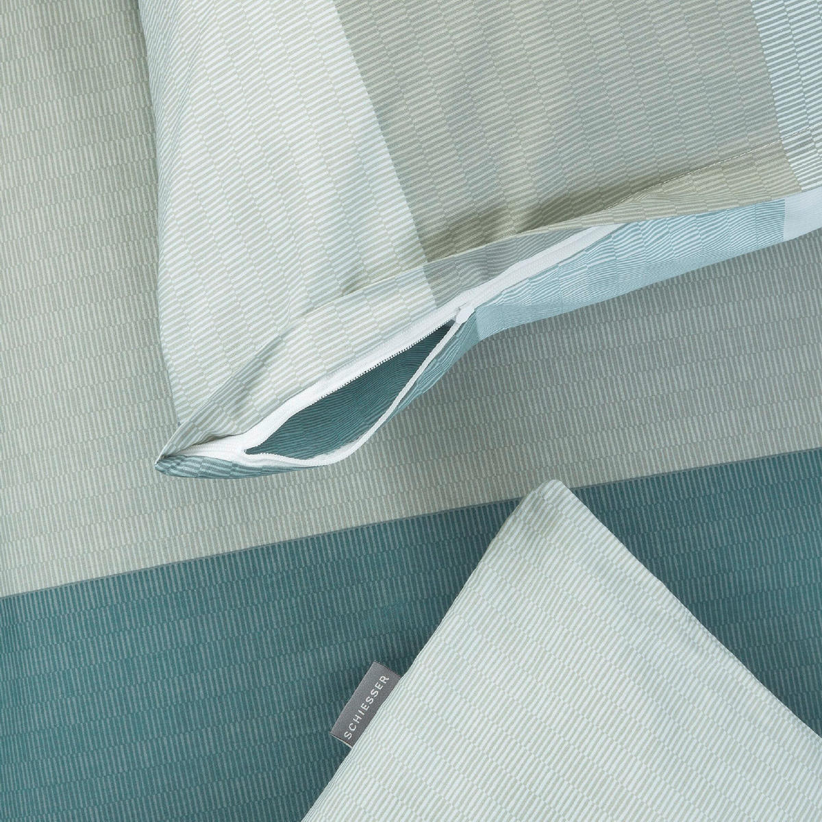 BETTWÄSCHE 2-teilig ENDY STRIPES Renforcé 135/200 cm  - Grün, Basics, Textil (135/200cm)