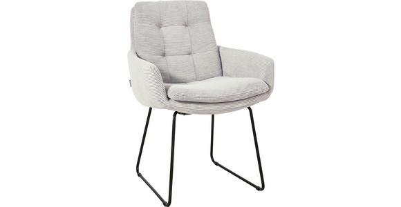 ARMLEHNSTUHL  Stoffauswahl, Typenauswahl, Gestellauswahl Cord  - Hellgrau/Schwarz, Design, Textil/Metall (63/90/69cm) - Johann Jakob