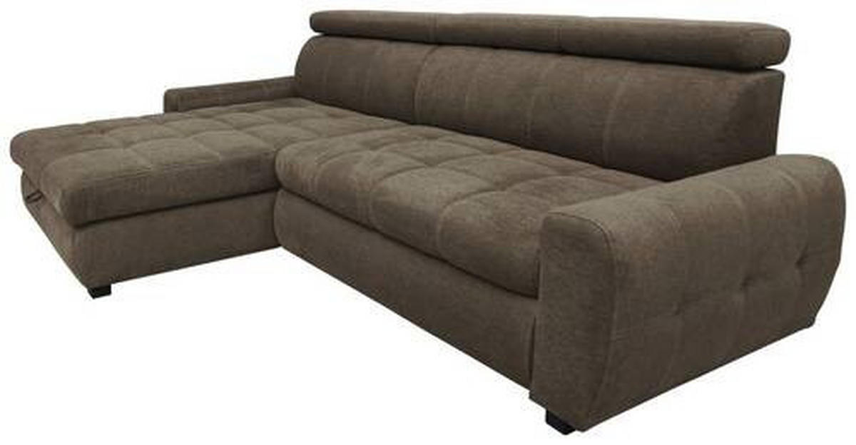 ECKSOFA in Webstoff Dunkelbraun  - Weiss/Dunkelbraun, Design, Kunststoff/Textil (276/173cm) - Stylife