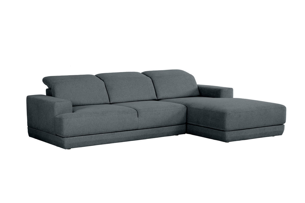 ECKSOFA Dunkelgrau Webstoff  - Dunkelgrau/Schwarz, Design, Kunststoff/Textil (204/293cm) - MID.YOU
