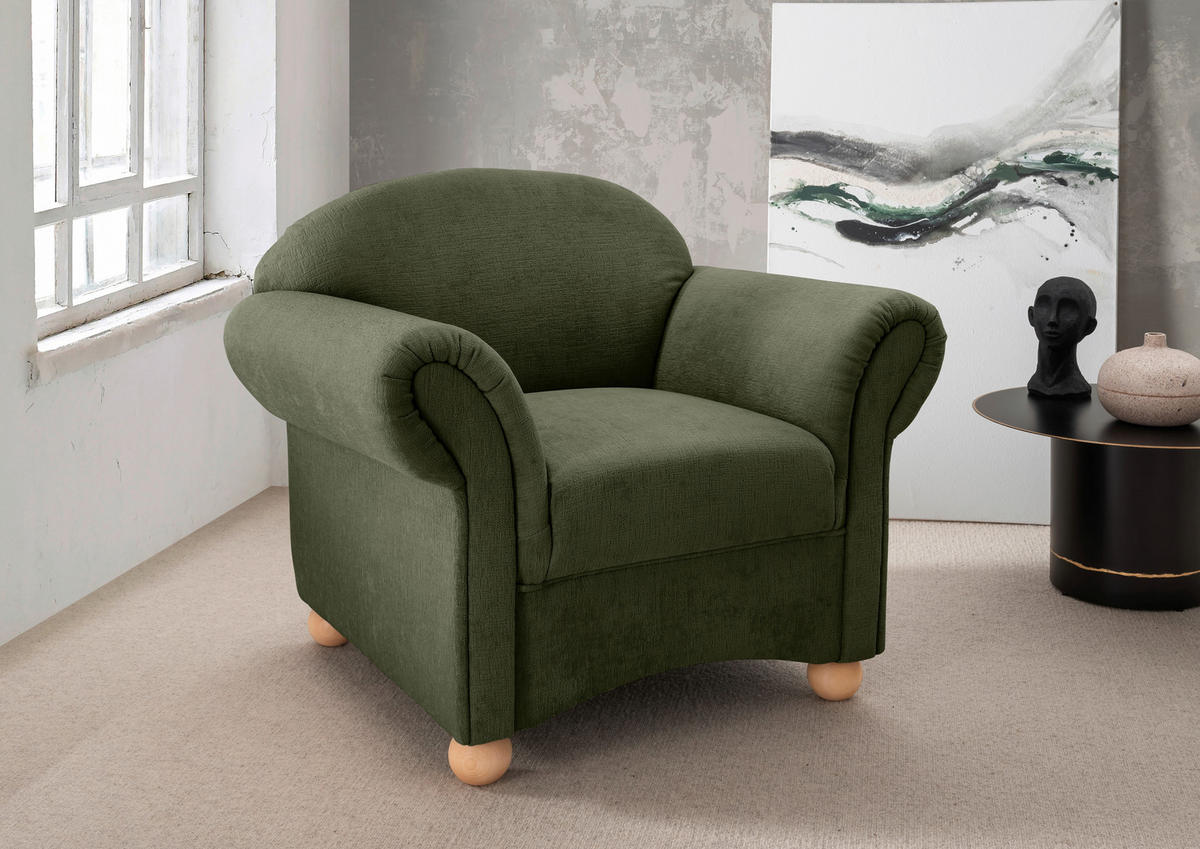 SESSEL in Mikrofaser Grün  - Wildeiche/Grün, KONVENTIONELL, Holz/Textil (90/84/80cm) - Livetastic