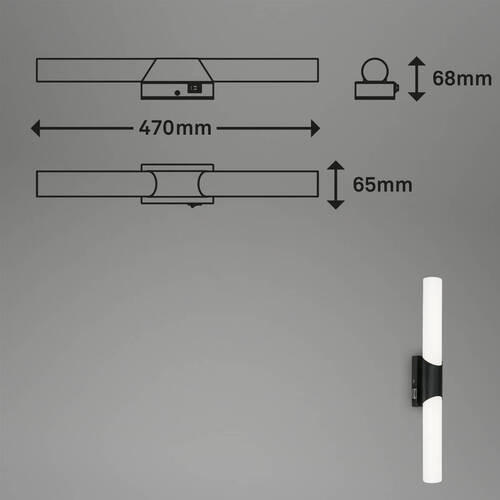 STENSKA SVETILKA ZA KOPALNICO  Klak  47/6,5 cm         4000 K - črna, Basics, kovina/umetna masa (47/6,5cm)