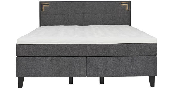 BOXSPRINGBETT 160/200 cm in Anthrazit - Anthrazit/Schwarz, Design, Holz/Textil (160/200cm) - Hom`in