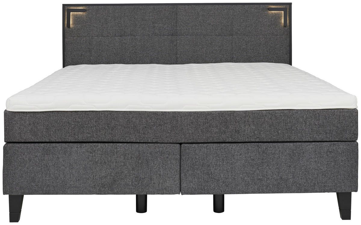 BOXSPRINGBETT 200/200 cm  in Anthrazit  - Anthrazit/Schwarz, Design, Holz/Textil (200/200cm) - Hom`in
