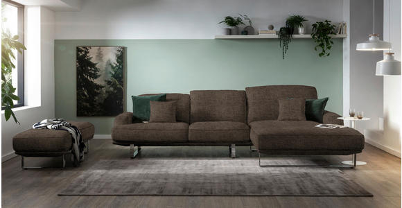 ECKSOFA Mokka Webstoff  - Mokka, Design, Textil/Metall (304/184cm) - Dieter Knoll