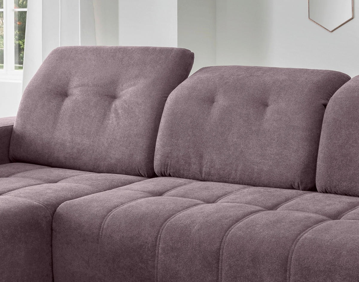 ECKSOFA VICARI Bordeaux Mikrofaser Kopfteilverstellung, Sitzvorzug  - Bordeaux/Schwarz, MODERN, Textil/Metall (185/292cm) - Livetastic