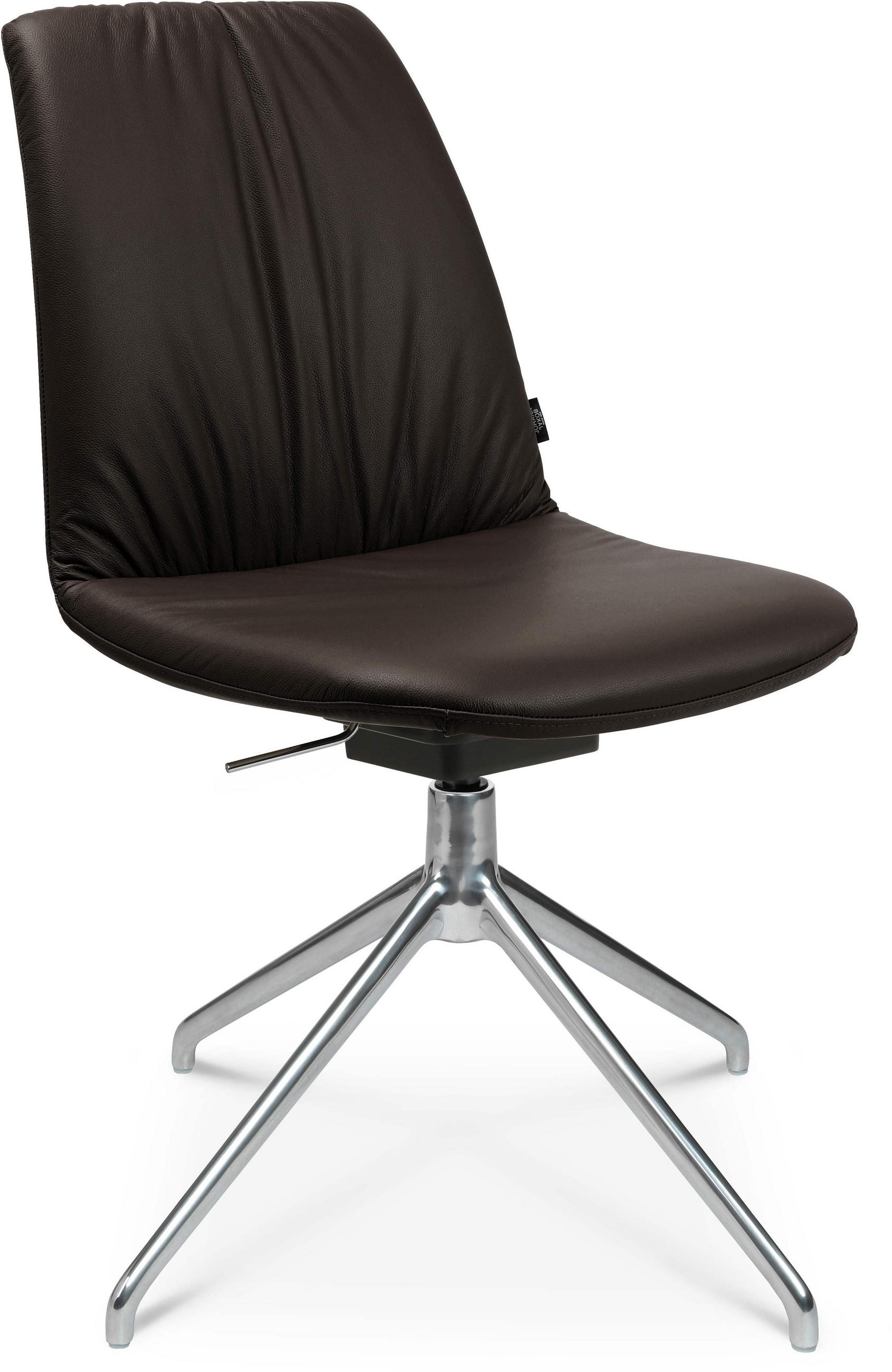 STUHL  in Aluminium Echtleder pigmentiert Metall, Leder  - Dunkelbraun/Alufarben, Design, Leder/Metall (46/81,5-84,5/55cm) - Johann Jakob