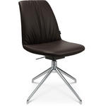 STUHL Echtleder Alufarben, Dunkelbraun  - Dunkelbraun/Alufarben, Design, Leder/Metall (46/81,5-84,5/55cm) - Johann Jakob